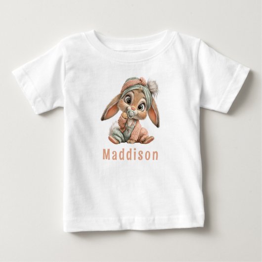 T-shirt Pour Bébé Anniversaire de Bébé Lapin Mignon (Devant)