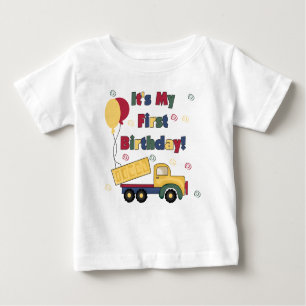 T-shirt Pour Bébé Anniversaire de camion à benne basculante premier