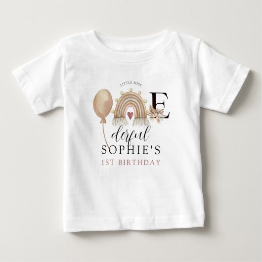 T-shirt Pour Bébé Anniversaire de la Fille arc-en-ciel ONEderful (Devant)
