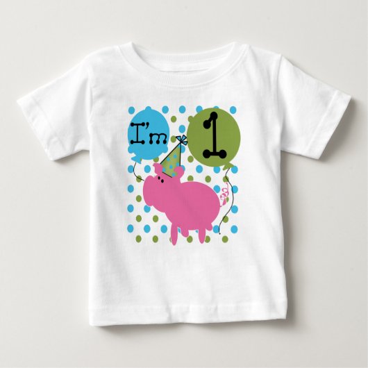T-shirt Pour Bébé Anniversaire de porc de partie premier (Devant)