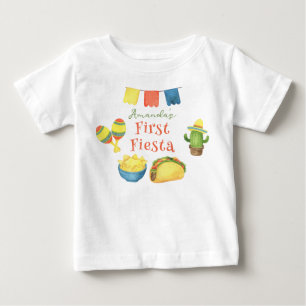 T-shirt Pour Bébé Anniversaire de premier âge Fiesta Aquarelle