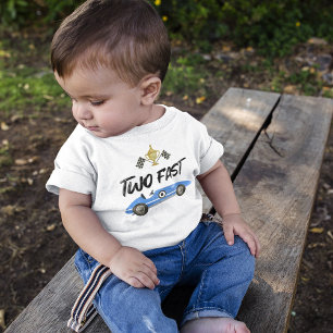 T-shirt Pour Bébé Anniversaire de voiture de course rapide deux