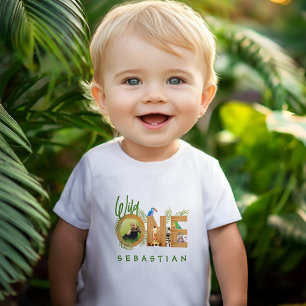 T-shirt Pour Bébé Anniversaire de Wild One 1 an Photo d'animaux mign