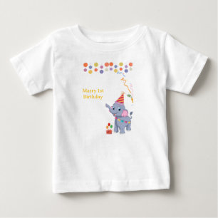 T-shirt Pour Bébé Anniversaire d'Éléphant Mignon