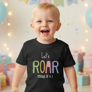 T-shirt Pour Bébé Anniversaire des enfants dinos rugissons