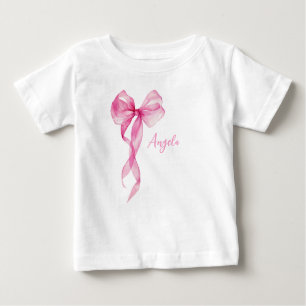 T-shirt Pour Bébé Anniversaire des filles de Bow rose