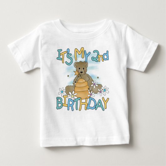 T-shirt Pour Bébé Anniversaire d'ours de miel 2ème (Devant)
