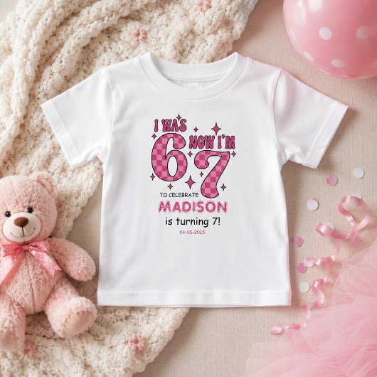 T-shirt Pour Bébé Anniversaire drôle de 7 ans | Fête "J'avais 6 ans,
