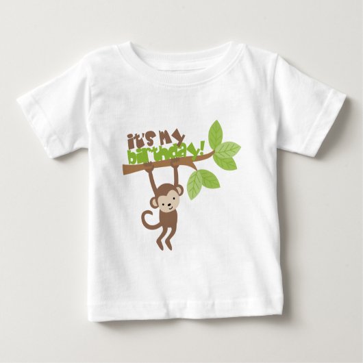 T-shirt Pour Bébé Anniversaire du singe en jeu (Devant)