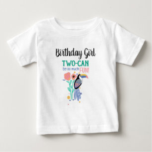 T-shirt Pour Bébé Anniversaire Fille DEUX-CAN (Toucan) 2e anniversai