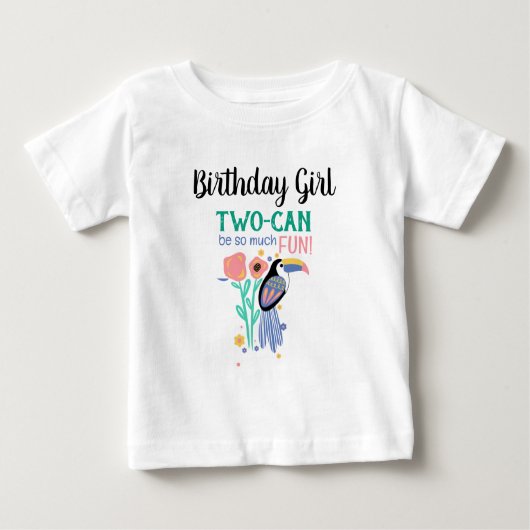 T-shirt Pour Bébé Anniversaire Fille DEUX-CAN (Toucan) 2e anniversai (Devant)