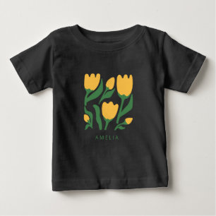 T-shirt Pour Bébé Anniversaire Fleuris Scandi Personnalisé