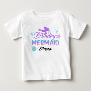 T-shirt Pour Bébé Anniversaire Magique Sirène Rose Violet
