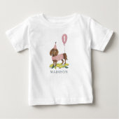 T-shirt Pour Bébé Anniversaire Paw ty mignon chiot chien Dachshund A (Devant)