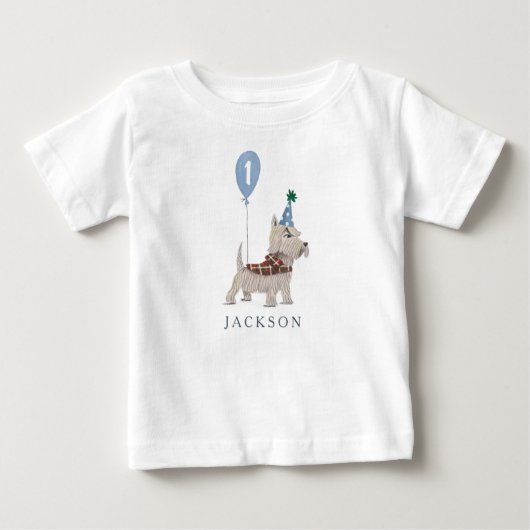 T-shirt Pour Bébé Anniversaire Paw ty mignon chiot Terrier chien Cus (Devant)