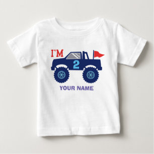 T-shirt Pour Bébé Anniversaire Personnalisé Camion Monster Âge Et No