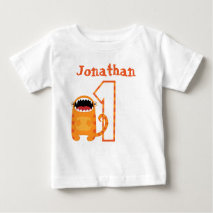 T-shirt Pour Bébé Anniversaire personnalisé de monstre de rouge