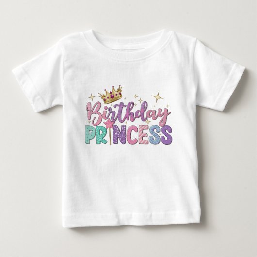 T-shirt Pour Bébé Anniversaire princesse Bébé écriture moderne (Devant)