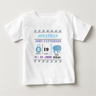 T-shirt Pour Bébé Annonce de naissance d'un éléphant bébé bleu migno