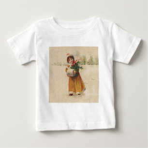 T-shirt Pour Bébé Antique Fille de Noël Enfant d'hiver