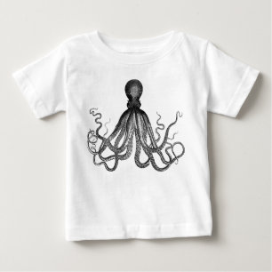 T-shirt Pour Bébé Antique Nautique Steampunk Octopus Vintage Kraken