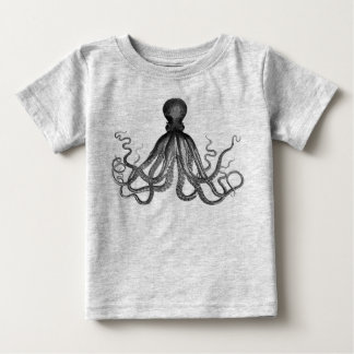 T-shirt Pour Bébé Antique Nautique Steampunk Octopus Vintage Kraken