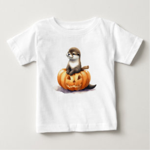 T-shirt Pour Bébé Aquarelle adorable Halloween Otter