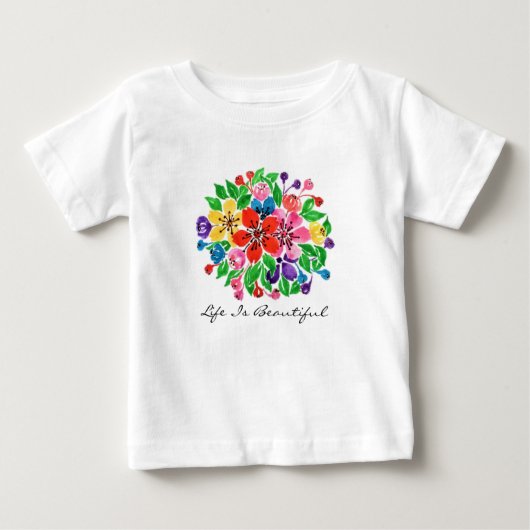 T-shirt Pour Bébé Aquarelle Arc-en-ciel (Devant)