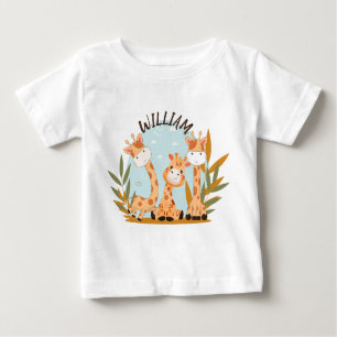 T-shirt Pour Bébé Aquarelle bébé Giraffe, Safari Animaux