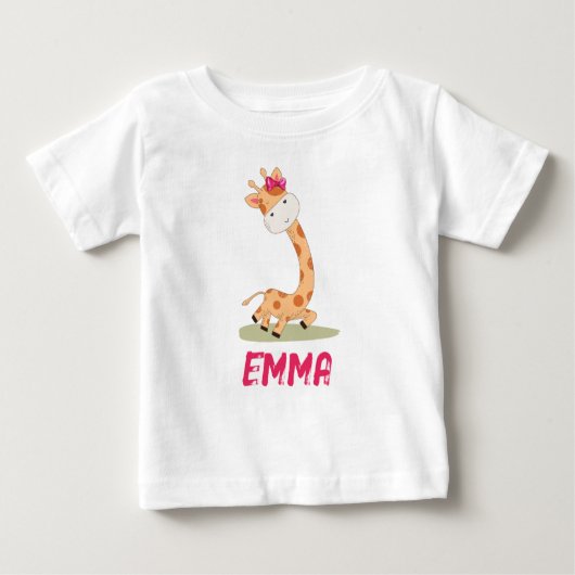 T-shirt Pour Bébé Aquarelle bébé Giraffe, Safari Animaux (Devant)