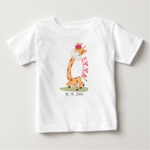 T-shirt Pour Bébé Aquarelle bébé Giraffe, Safari Animaux Anniversair