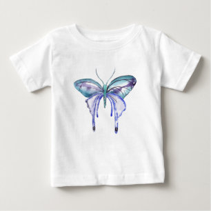 T-shirt Pour Bébé Aquarelle bleu Aqua Purple papillon