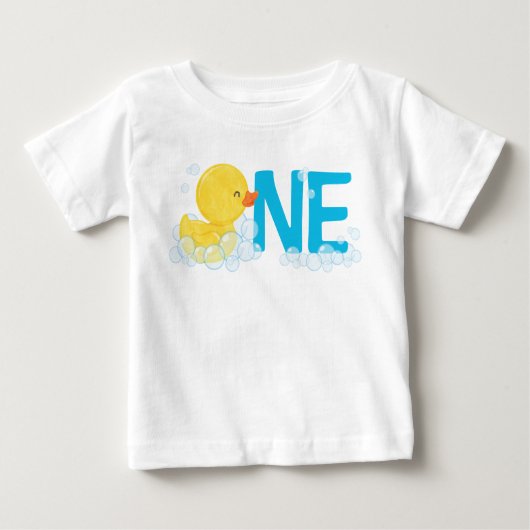 T-shirt Pour Bébé Aquarelle Bois Canard en caoutchouc ONE + Nom sur  (Devant)