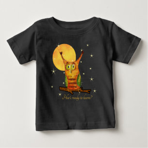 T-shirt Pour Bébé Aquarelle Chouette mignonne Style Nom de l'école A