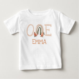 T-shirt Pour Bébé Aquarelle Cute Pastel Arc-en-ciel 1er anniversaire