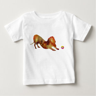 T-shirt Pour Bébé Aquarelle Dachshund & Ball