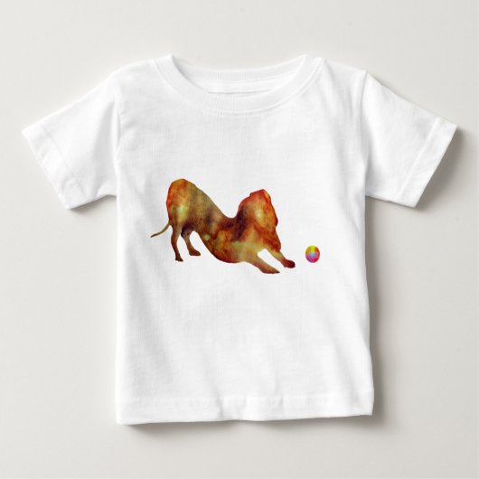 T-shirt Pour Bébé Aquarelle Dachshund & Ball (Devant)