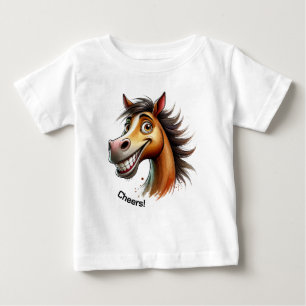 T-shirt Pour Bébé Aquarelle de cheval fantaisiste