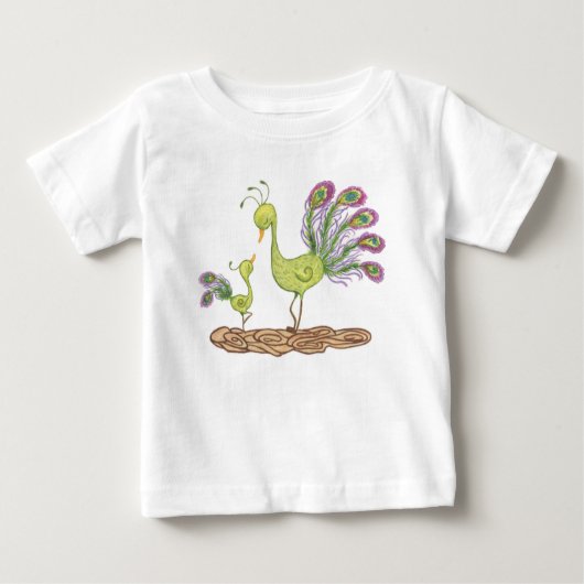 T-shirt Pour Bébé Aquarelle de paon adorable (Devant)