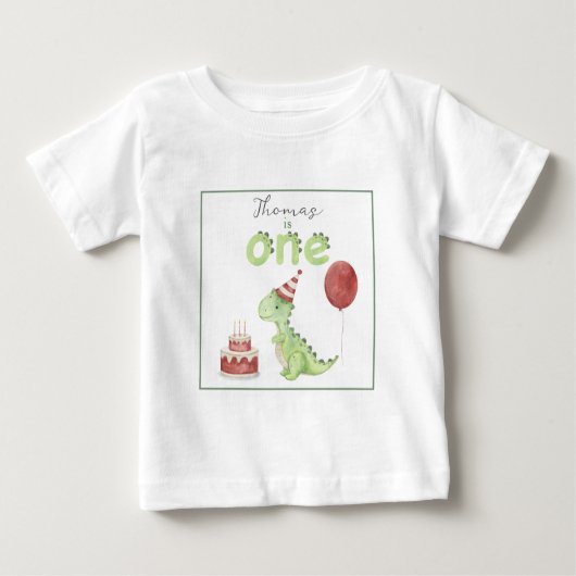 T-shirt Pour Bébé Aquarelle Dinosaur 1er anniversaire (Devant)
