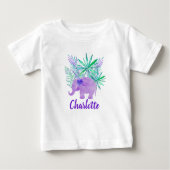 T-shirt Pour Bébé Aquarelle Elephant Jungle Tropical Personnalisable (Devant)