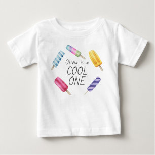 T-shirt Pour Bébé Aquarelle Été Popsicle Crème de glace Anniversaire