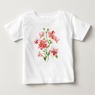 T-shirt Pour Bébé Aquarelle florale de pavot rouge