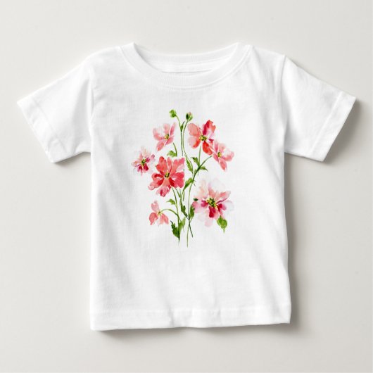T-shirt Pour Bébé Aquarelle florale de pavot rouge (Devant)