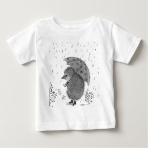 T-shirt Pour Bébé Aquarelle mignonne Hérisson Rainy Day Whimsical