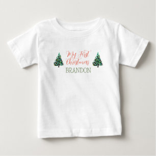 T-shirt Pour Bébé Aquarelle mignonne Mon premier Noël
