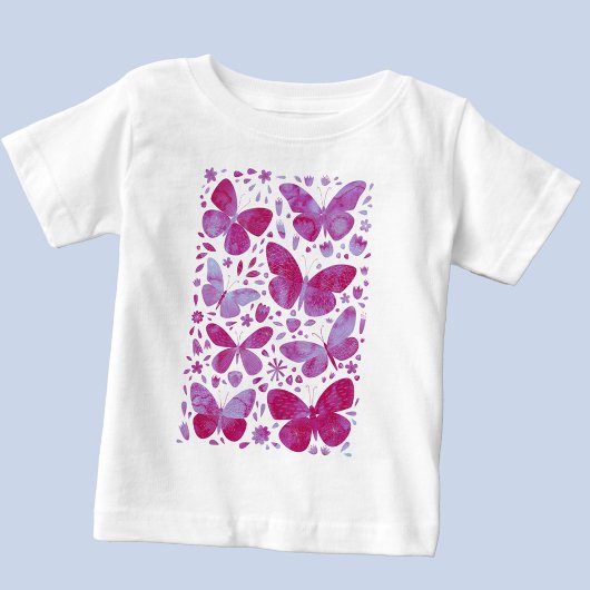T-shirt Pour Bébé Aquarelle papillon rose