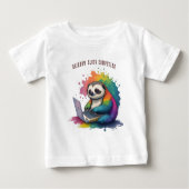 T-shirt Pour Bébé Aquarelle Rainbow Cute Sloth Computing (Devant)