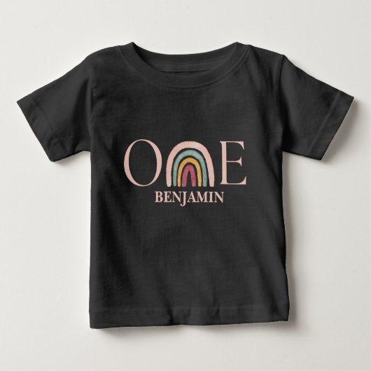T-shirt Pour Bébé Aquarelle rose arc-en-ciel 1er anniversaire (Devant)