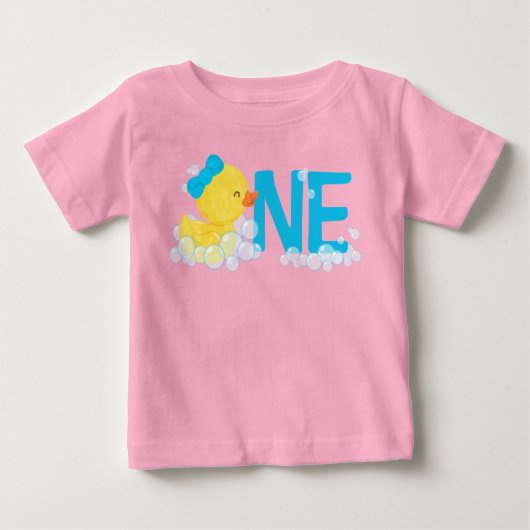 T-shirt Pour Bébé Aquarelle rose Caoutchouc Un 1er anniversaire bébé (Devant)